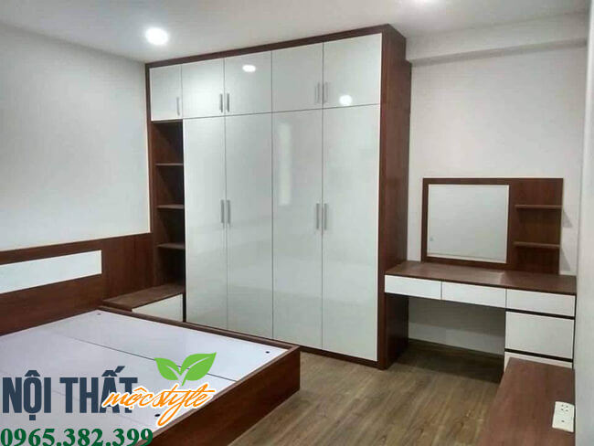 Combo nội thất phòng cưới hiện đại với hệ thống tủ quần áo lớn và giường ngủ cực đại Combo nội thất phòng cưới hiện đại với hệ thống tủ quần áo lớn và giường ngủ cực đại