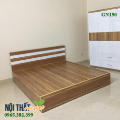 Giường ngủ GN190 - màu tự nhiên kết hợp mà trắng nổi bật