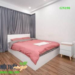 giường ngủ gỗ công nghiệp Gn190 giá rẻ - màu trắng tươi trẻ