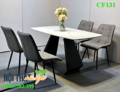 Bàn ăn mặt đá chân kim cương kết hợp cùng ghế Caro hoàn hảo