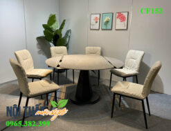 Bàn ăn mặt đá cùng ghế Valley màu be hài hòa