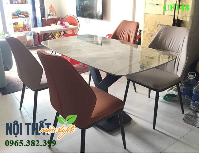 Bộ bàn ăn mặt đá 4 người ngồi kevin lắp đặt thực tế Bộ bàn ăn mặt đá 4 người ngồi kevin lắp đặt thực tế