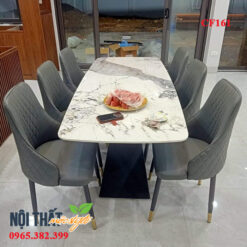Bộ bàn ăn 6 ghế Sheraton trám CF161 màu ghi sang trọng