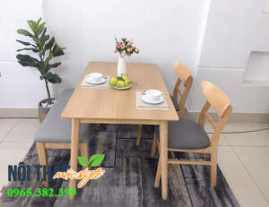 Bộ bàn ăn mango + ghế băng