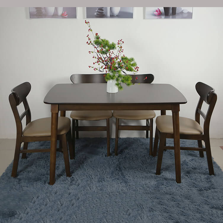 Bộ bàn ăn hiện đại với ghế mango CF10 với tông màu gỗ óc chó ấm cúng