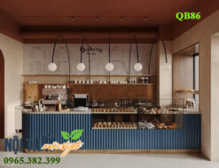 Thiết kế quầy cong giúp cho mẫu quầy bar QB86 trở nên mềm mại và thu hút