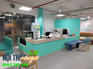 Hệ quầy bar hiện đại tông màu xanh bạc hà