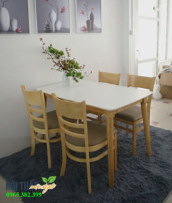 Bộ bàn ăn cabin mặt trắng