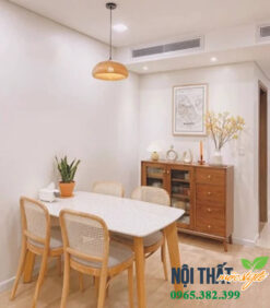 Bộ bàn ăn ghế thonet bàn đá hiện đại