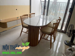 Bộ bàn ghế ăn mặt đá chung cư hiện đại