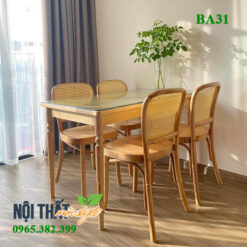 Bộ bàn ăn gỗ sồi BA31 nét đẹp mộc mạc của gỗ