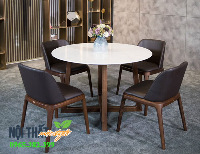 Bộ bàn ăn tròn mặt đá sang trọng - Nội thất Mộc Style Bộ bàn ăn tròn mặt đá sang trọng - Nội thất Mộc Style