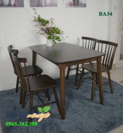 bộ bàn ăn 4 ghế màu nâu óc chó