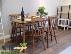 bộ bàn ăn song tiện tông màu nâu ngọt ngào