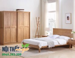 Không gian nội thất hiện đại với mẫu tủ quần áo gỗ tự nhiên