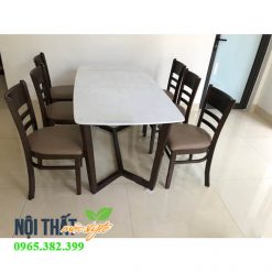 bộ bàn ăn cabin 6 ghế - mặt đá