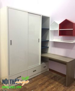 Hệ tủ quần áo hiện đại màu trắng sáng