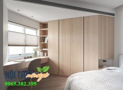 Hệ tủ quần áo kết hợp bàn làm việc hiện đại