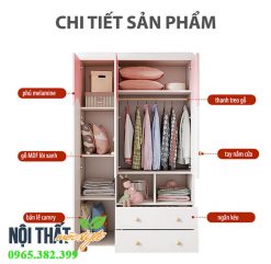 Thiết kế bên trong mẫu tủ quần áo TG45