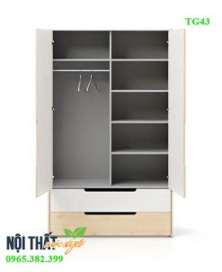 thiết kế bên trong hệ tủ quần áo 2 cánh
