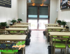 Bàn ghế nhà hàng CF218 với màu nệm xanh đầy sức hút