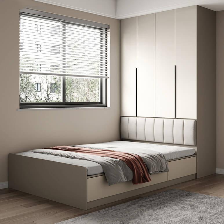 Giường liền tủ màu ghi sáng hiện đại Gn128 lựa chọn cho các căn hộ thông minh Giường liền tủ màu ghi sáng hiện đại Gn128 lựa chọn cho các căn hộ thông minh