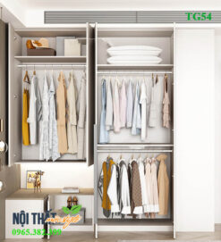 chia khoang tủ quần áo TG54 tiện lợi với nhiều suốt treo đồ