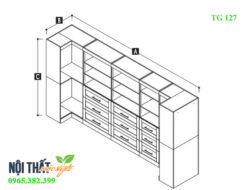 Kích thước của tủ quần áo chữ L TG127