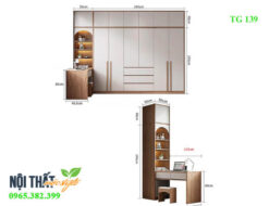 Thiết kế kèm kệ và bàn làm việc