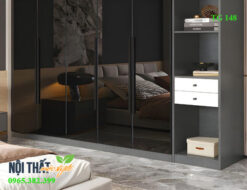 Tủ kính đen kèm kệ