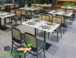 Bàn ghế nhà hàng CF243- bàn ghế mặt đá sang trọng, hiện đại