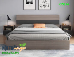 giường ngủ hiện đại màu nâu kết hợp ghi