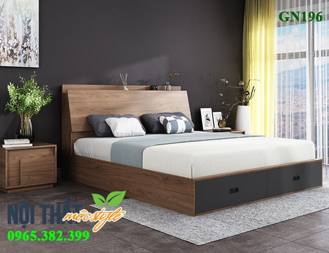 Giường ngủ gỗ công nghiệp GN196, giường ngủ 2 ngăn kéo đẹp Giường ngủ gỗ công nghiệp GN196, giường ngủ 2 ngăn kéo đẹp