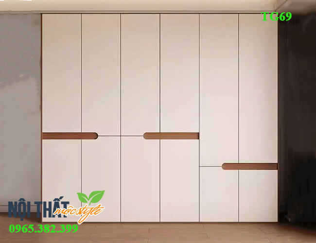 Tủ quần áo cánh mở Tg69 thiết kế mộc mạc, thú vị với điểm nhấn tay nắm