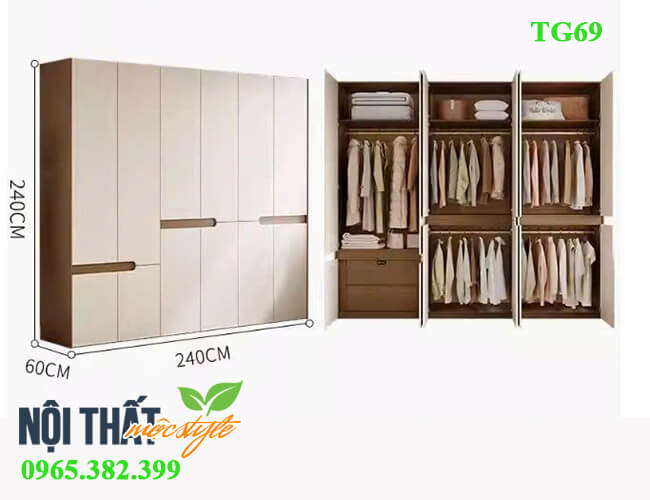 Kích thước tủ quần áo 3 buồng đẹp từ gỗ công nghiệp chống ẩm