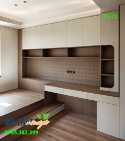 phòng ngủ hiện đại gam màu nâu kết hợp trắng