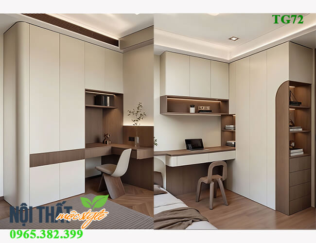 Tủ quần áo liền bàn học TG72 đẹp hiện đại Tủ quần áo liền bàn học TG72 đẹp hiện đại
