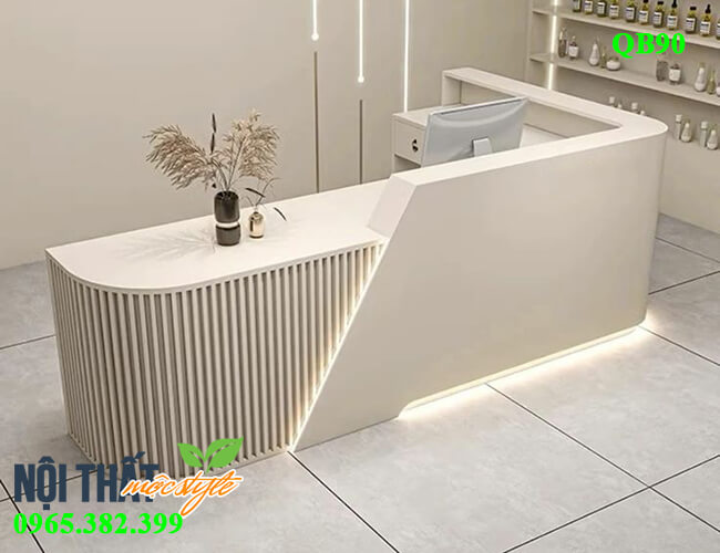 Quầy lễ tân QB90 với gam màu trắng thanh lịch Quầy lễ tân QB90 với gam màu trắng thanh lịch