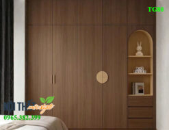 Tủ quần áo gỗ công nghiệp TG80 đẹp cho phòng ngủ màu nâu trang nhã