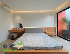 Thi công nội thất phòng ngủ đẹp với giường bay