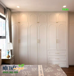 Tủ quần áo tân cổ điển TG81 màu trắng sứ tinh tế