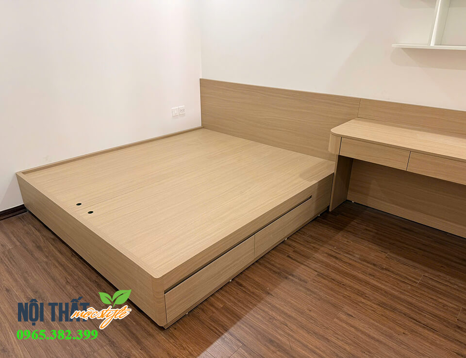 Giường ngủ 2 ngăn kéo gam màu gỗ mộc mạc Giường ngủ 2 ngăn kéo gam màu gỗ mộc mạc