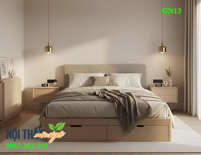 Giường ngủ gỗ công nghiệp GN13 đẹp tối giản nhưng thu hút Giường ngủ gỗ công nghiệp GN13 đẹp tối giản nhưng thu hút