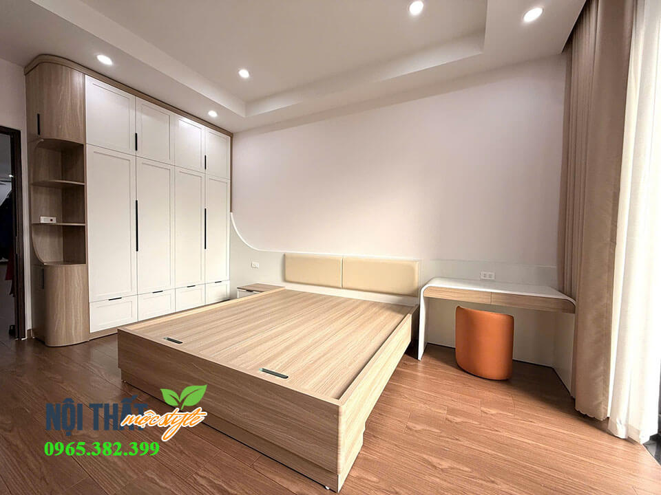 Thi công nội thất phòng ngủ đẹp gam màu trắng gỗ tinh tế Thi công nội thất phòng ngủ đẹp gam màu trắng gỗ tinh tế