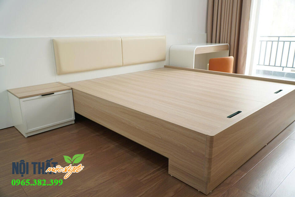 Giường gỗ công nghiệp thiết kế thoáng gầm để dễ vệ sinh Giường gỗ công nghiệp thiết kế thoáng gầm để dễ vệ sinh
