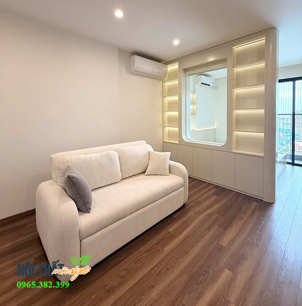 Phân chia phòng khách và phòng ngủ bằng tủ trang trí đẹp Phân chia phòng khách và phòng ngủ bằng tủ trang trí đẹp