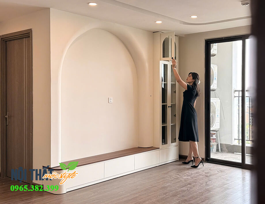 Hệ tủ kệ tivi đơn giản mà đẹp tinh tế với kệ tivi nối liền tủ sách Hệ tủ kệ tivi đơn giản mà đẹp tinh tế với kệ tivi nối liền tủ sách