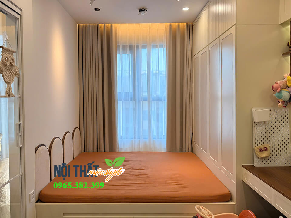 Thi công nội thất giường liền tủ tối ưu không gian
